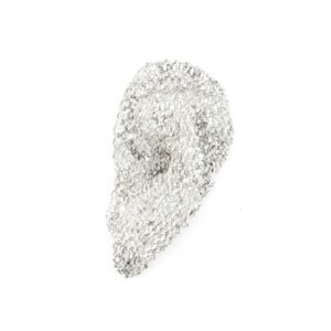 Handmadeˇanatomical filigree ear piece in 999 silver from above
