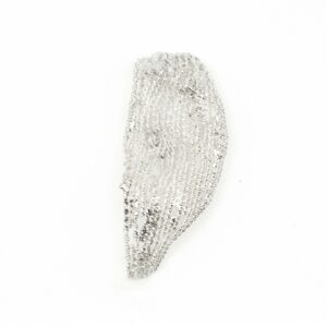 Handmadeˇanatomical filigree ear piece in 999 silver from above