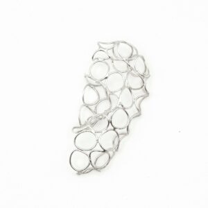 Handmadeˇanatomical filigree ear piece in 999 silver from above